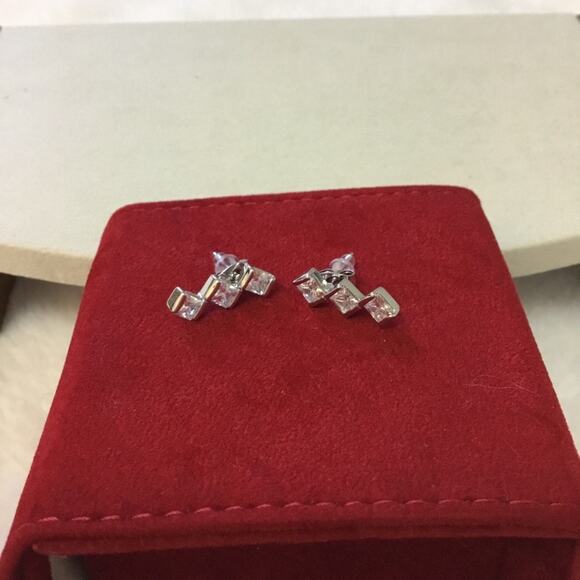 Silver Trio Crystal Earrings - Picture 3 of 8